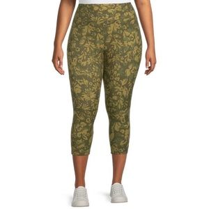 🆕 Terra & Sky Women's Plus Size Floral Printed Capri Leggings Size: 0X (14W)